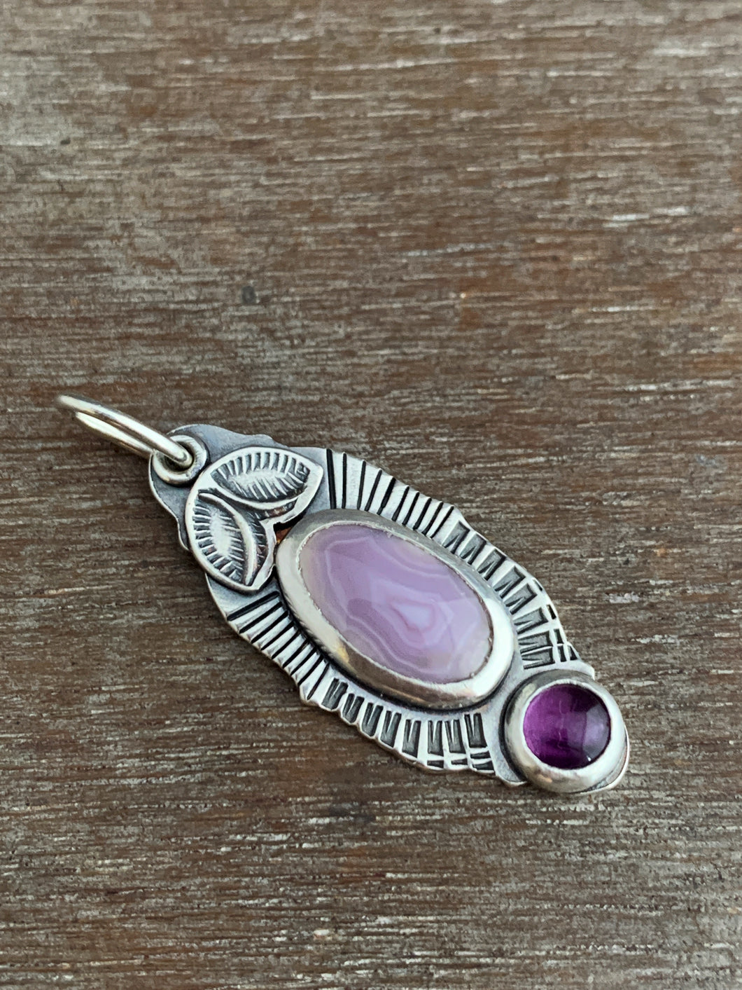 Agate and amethyst charm