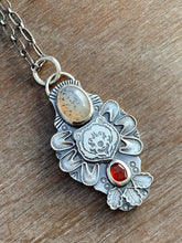 Load image into Gallery viewer, Balance listing for Anna.  Dendritic agate and garnet bear pendant
