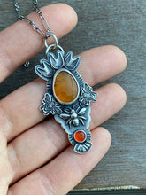 Load image into Gallery viewer, Small fire opal bee pendant
