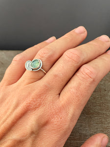 Peruvian Opal feather ring size 7