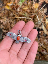 Load image into Gallery viewer, Owl pendant with carnelian and garnets
