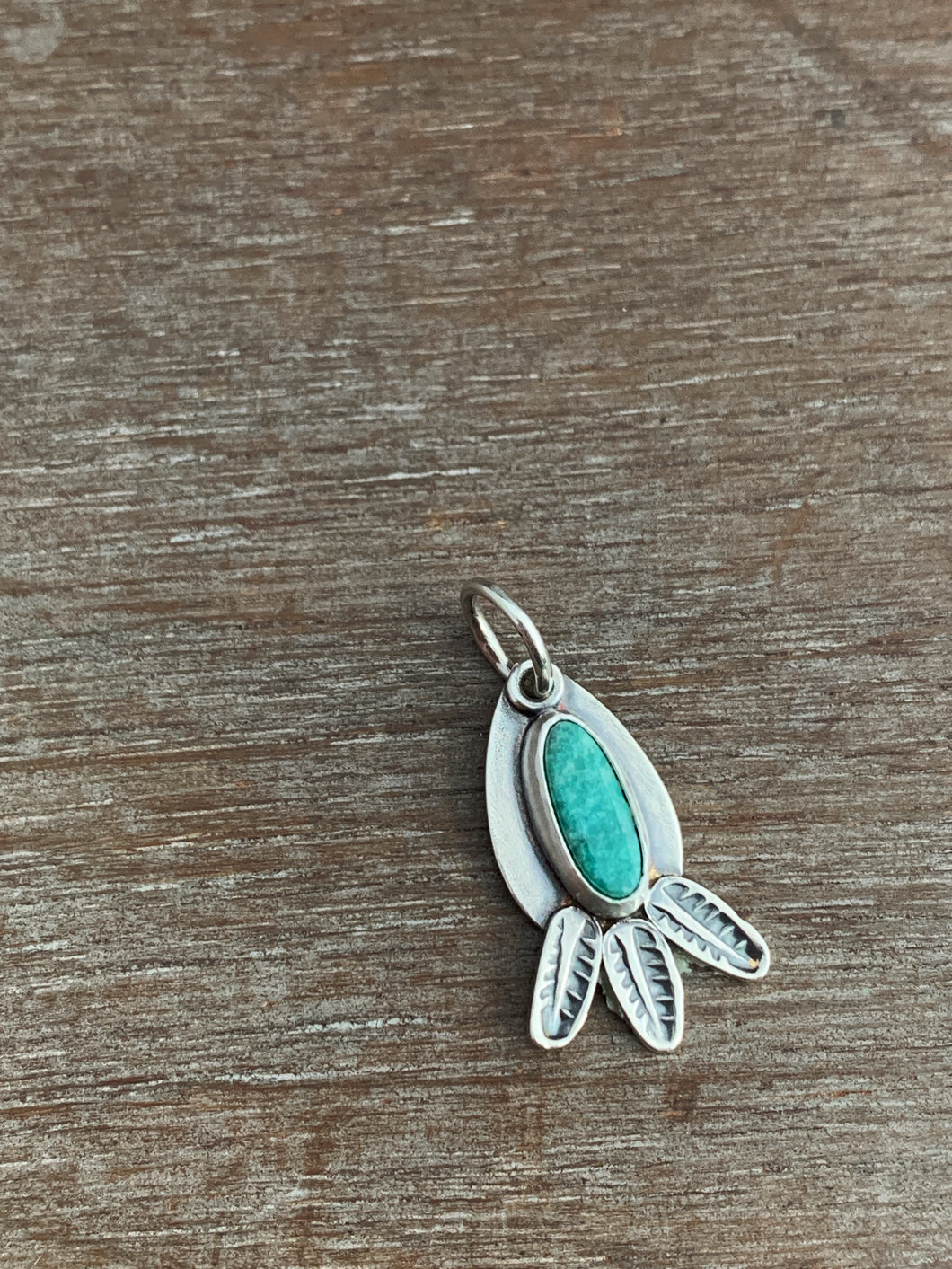 Tiny Turquoise Feather Charm