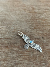 Load image into Gallery viewer, Small topaz stamped bird pendant
