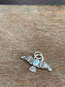 Small larimar stamped bird pendant