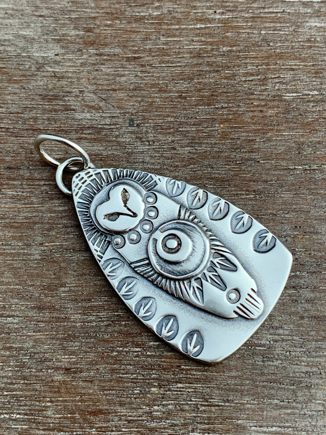 Sterling silver Owl crescent moon pendant