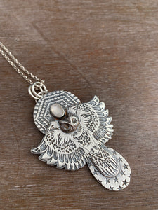 Faceted Moonstone owl