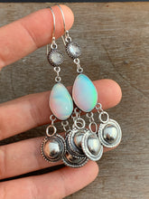 Load image into Gallery viewer, Man made Opal and Quartz earrings
