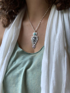 Net Jasper Amazonite and Garnet sacred heart pendant