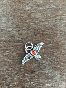 Small carnelian stamped bird pendant