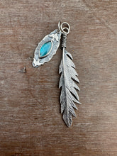 Load image into Gallery viewer, Cast Feather and Apatite Bird Charm
