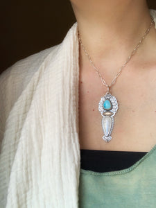 Egyptian turquoise and rainbow moonstone pendant