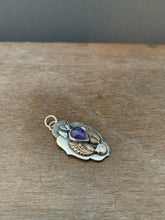 Load image into Gallery viewer, Small winged tanzanite with moonstone pendant
