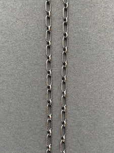 Add a chain to a necklace, Medium Sterling silver chain, Textured patina'd oval medium and small links