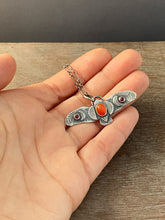 Load image into Gallery viewer, Owl pendant with carnelian and garnets
