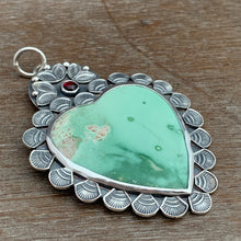 Load image into Gallery viewer, Variscite and tourmaline Sacred Heart pendant
