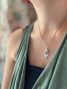 Hessonite garnet charm necklace