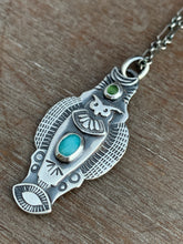 Load image into Gallery viewer, Owl pendant #8 -Amazonite and Serpentine
