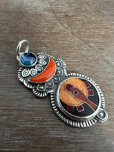 Load image into Gallery viewer, Rosarita moon, Kyanite, and cloisonné elaborate pendant
