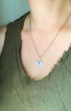 Load image into Gallery viewer, Small larimar stamped bird pendant
