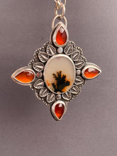 Load image into Gallery viewer, Dendritic agate and hessonite garnet medallion
