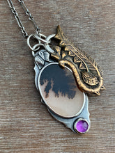 Load image into Gallery viewer, Dendritic agate and amethyst pendant
