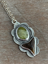 Load image into Gallery viewer, Sapphire and shark tooth medallion

