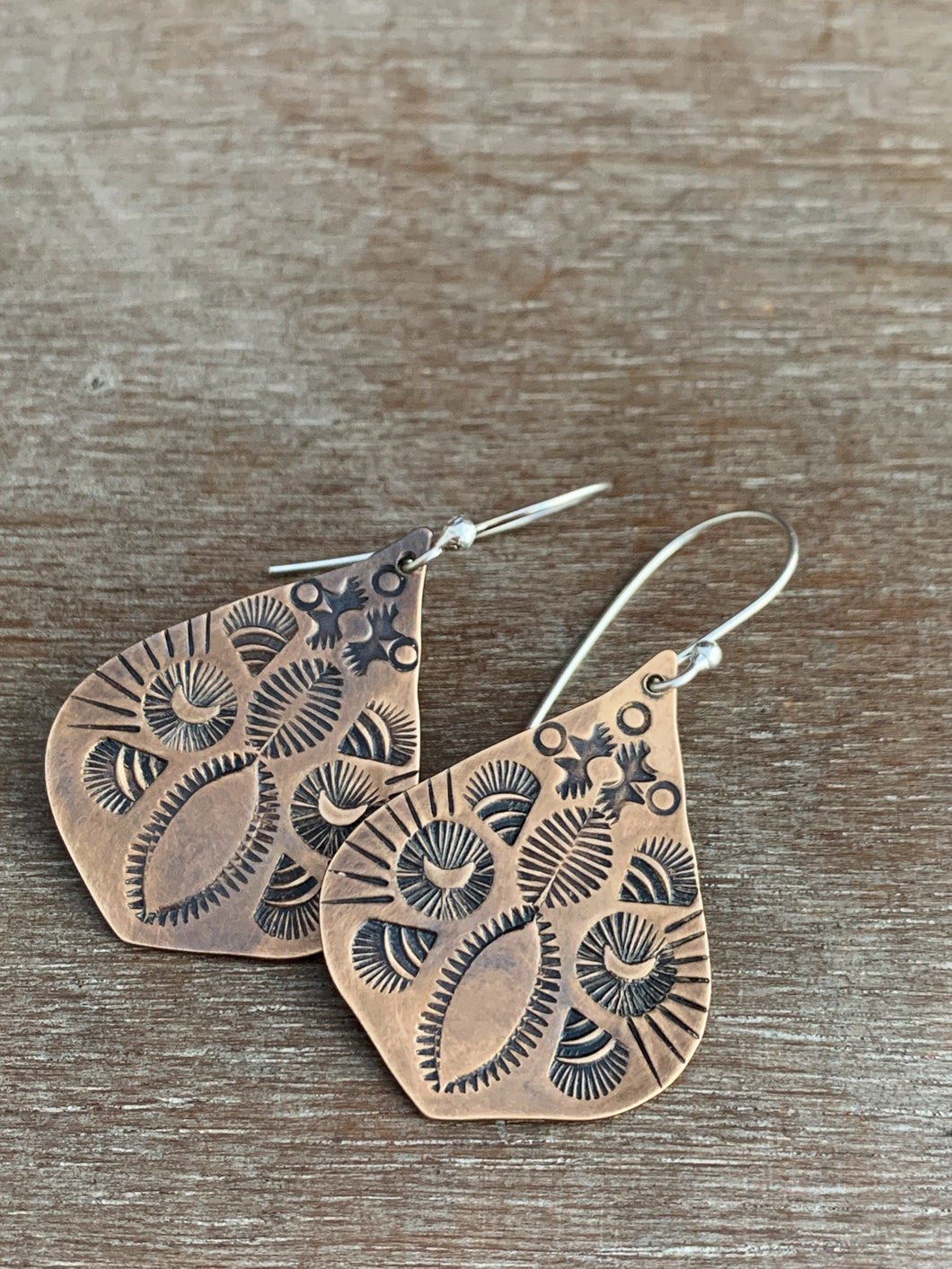 Stamped bronze earrings