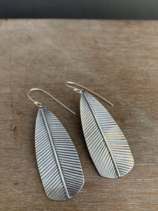 Large Stamped silver earrings