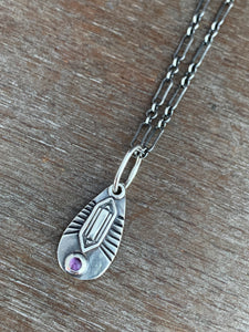 Amethyst and crystal charm necklace