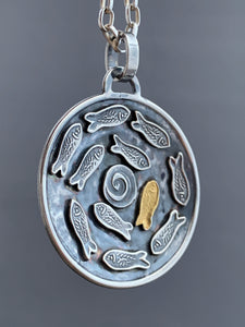 Silver fish parable pendant