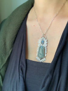 Polychrome jasper and labradorite pendant