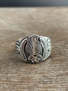 Medium size 6.5 bonfire symbol shield ring