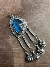 Load image into Gallery viewer, Labradorite medallion with 4 handmade jingles
