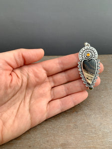Montana agate Sacred Heart pendant