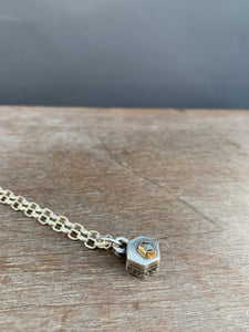 Tiny hexagon diamond pendant