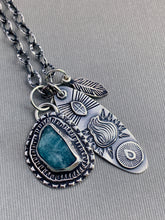 Load image into Gallery viewer, Sterling silver flame and apatite charms
