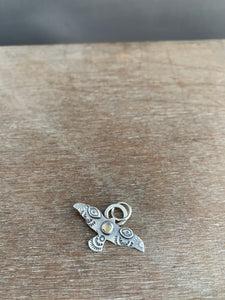 Small labradorite stamped bird pendant
