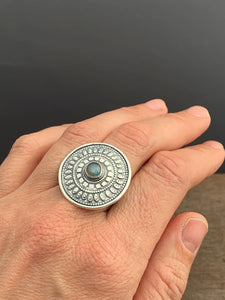 Labradorite Shield Ring Size 8