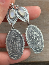 Load image into Gallery viewer, Our Lady of Guadalupe and moonstone earrings
