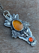 Load image into Gallery viewer, Small fire opal bee pendant
