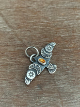 Load image into Gallery viewer, Small citrine stamped bird pendant

