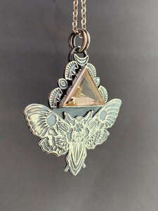 Moth Pendant with Sparkly Triangular Scapolite.