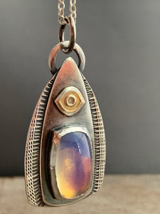 Opalite glass with 24k gold keum boo pendant