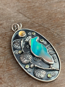 Aurora borealis raven necklace
