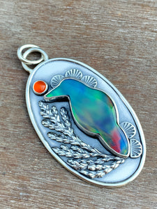 Aura borealis raven necklace