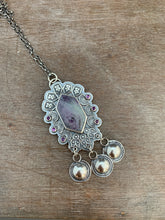 Load image into Gallery viewer, Kammererite with amethyst and jingles necklace
