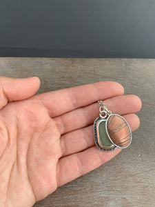 Sapphire charm collection with Etched Copper Pendant