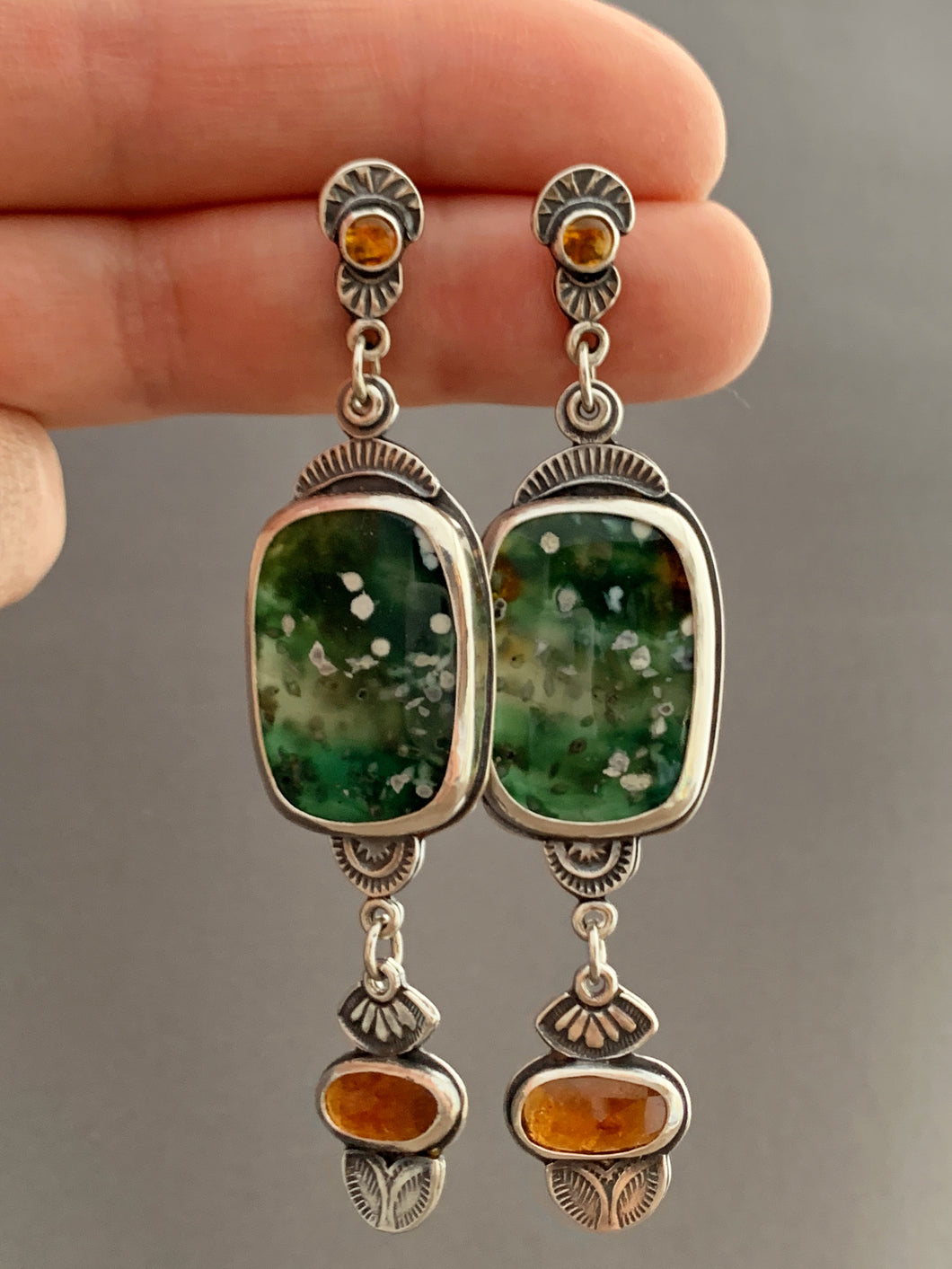 Multi stone dangle earrings