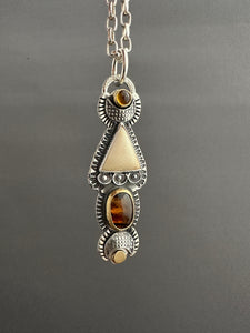 Citrine and Montana agate set in 22k gold medallion