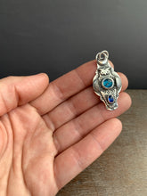 Load image into Gallery viewer, Owl pendant #8 with Kyanites *PLease note, the top kyanite is a vivid teal blue my camera cannot depict*
